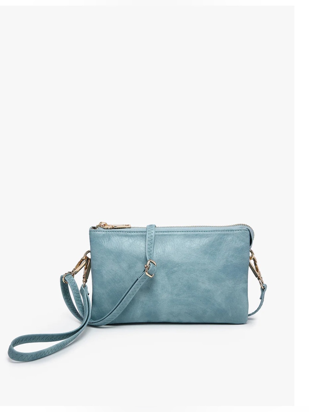 Jen & Co Vegan Leather Ice Blue Convertible Crossbody Wallet Bag